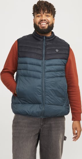 Jack & Jones SPRINT Black Blocking BODYWARMER With Collar Dark Turquoise - Kurtki Męskie Duże Rozmiary - Kurtki Duże rozmiary 2XL-8XL