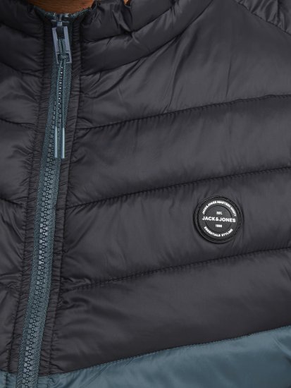 Jack & Jones SPRINT Black Blocking BODYWARMER With Collar Dark Turquoise - Kurtki Męskie Duże Rozmiary - Kurtki Duże rozmiary 2XL-8XL