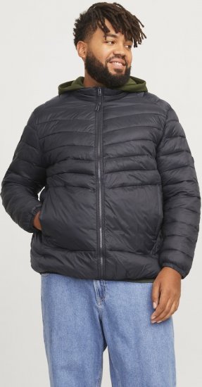 Jack & Jones SPRINT Quilted Collar Jacket Black - Kurtki Męskie Duże Rozmiary - Kurtki Duże rozmiary 2XL-8XL