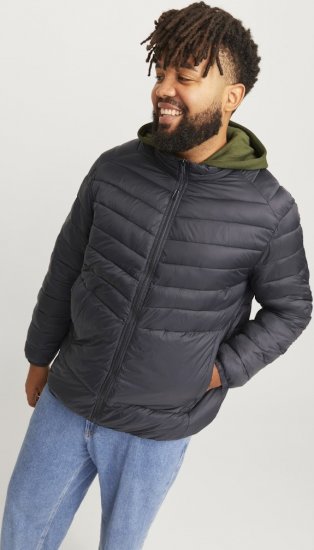 Jack & Jones SPRINT Quilted Collar Jacket Black - Kurtki Męskie Duże Rozmiary - Kurtki Duże rozmiary 2XL-8XL