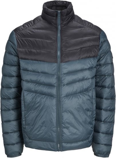 Jack & Jones SPRINT Black Blocking Quilted Collar Jacket Teal - Kurtki Męskie Duże Rozmiary - Kurtki Duże rozmiary 2XL-8XL