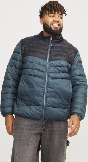 Jack & Jones SPRINT Black Blocking Quilted Collar Jacket Teal - Kurtki Męskie Duże Rozmiary - Kurtki Duże rozmiary 2XL-8XL