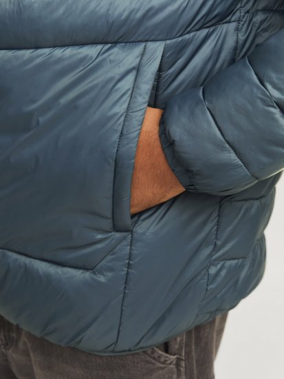 Jack & Jones SPRINT Black Blocking Quilted Collar Jacket Teal - Kurtki Męskie Duże Rozmiary - Kurtki Duże rozmiary 2XL-8XL