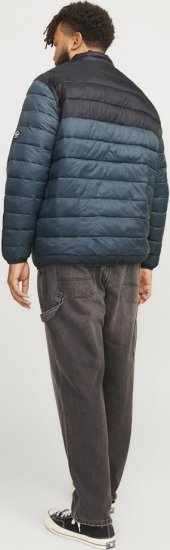 Jack & Jones SPRINT Black Blocking Quilted Collar Jacket Teal - Kurtki Męskie Duże Rozmiary - Kurtki Duże rozmiary 2XL-8XL