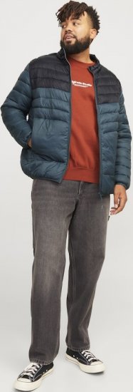 Jack & Jones SPRINT Black Blocking Quilted Collar Jacket Teal - Kurtki Męskie Duże Rozmiary - Kurtki Duże rozmiary 2XL-8XL