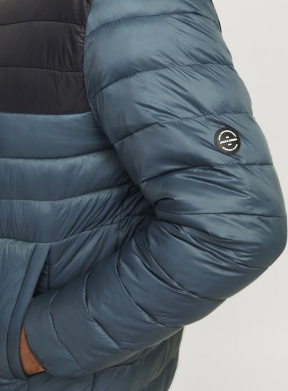 Jack & Jones SPRINT Black Blocking Quilted Collar Jacket Teal - Kurtki Męskie Duże Rozmiary - Kurtki Duże rozmiary 2XL-8XL