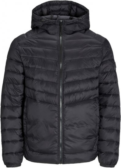 Jack & Jones SPRINT Quilted Hooded Jacket Black - Kurtki Męskie Duże Rozmiary - Kurtki Duże rozmiary 2XL-8XL