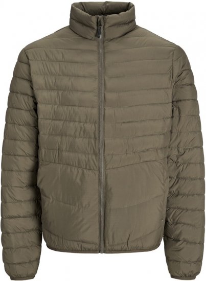 Jack & Jones STATE Puffer Jacket With Collar Brown - Kurtki Męskie Duże Rozmiary - Kurtki Duże rozmiary 2XL-8XL