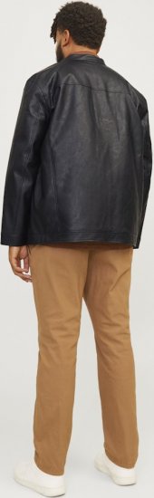 Jack & Jones DYLAN Clean PU Jacket Black - Kurtki Męskie Duże Rozmiary - Kurtki Duże rozmiary 2XL-8XL