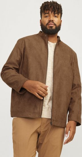 Jack & Jones DYLAN Clean Jacket Brown - Kurtki Męskie Duże Rozmiary - Kurtki Duże rozmiary 2XL-8XL