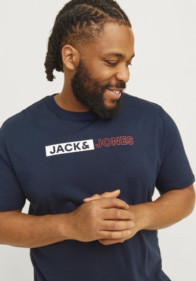 Jack & Jones CORP Logo Play 5 T-Shirt Navy Blazer - Koszulki - T-shirty meskie Duże Rozmiary - 2XL-14XL