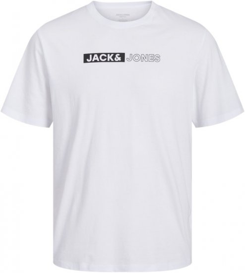 Jack & Jones CORP Logo Play 5 T-Shirt White - Koszulki - T-shirty meskie Duże Rozmiary - 2XL-14XL