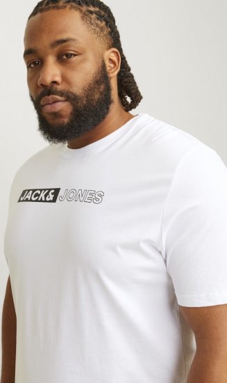 Jack & Jones CORP Logo Play 5 T-Shirt White - Koszulki - T-shirty meskie Duże Rozmiary - 2XL-14XL
