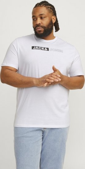 Jack & Jones CORP Logo Play 5 T-Shirt White - Koszulki - T-shirty meskie Duże Rozmiary - 2XL-14XL