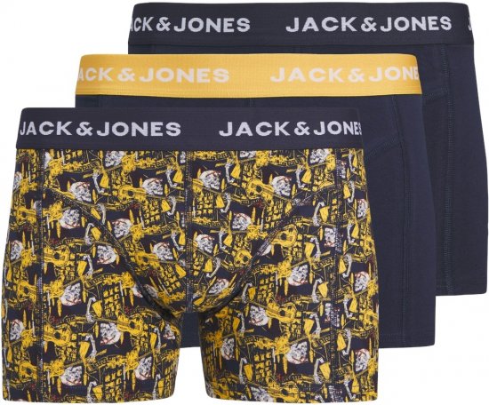 Jack & Jones SKULLROCK Trunks 3-Pack Navy Blazer - Bielizna & stroje kąpielowe - Bielizna & Stroje kąpielowe 2XL-8XL