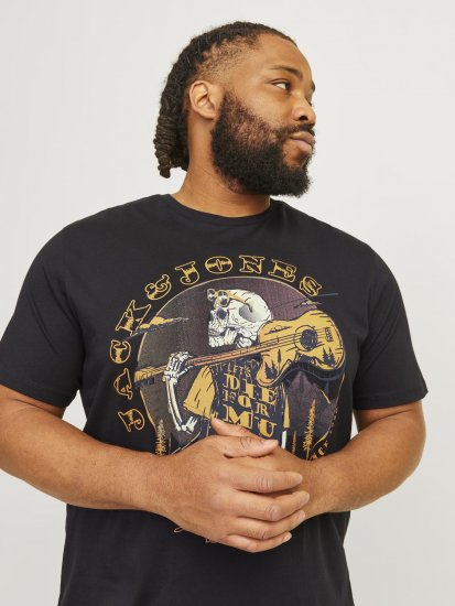 Jack & Jones JJSKULL ROCK T-Shirt Black - Koszulki - T-shirty meskie Duże Rozmiary - 2XL-14XL