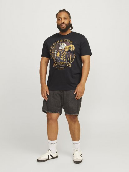 Jack & Jones JJSKULL ROCK T-Shirt Black - Koszulki - T-shirty meskie Duże Rozmiary - 2XL-14XL