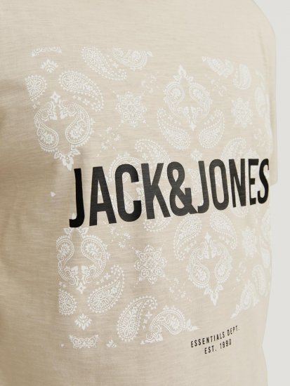 Jack & Jones JJPAISLEY T-Shirt Moonbeam - Koszulki - T-shirty meskie Duże Rozmiary - 2XL-14XL