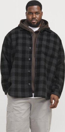 Jack & Jones ZAC BRUSHED Long Sleeve OVERSHIRT Grey - Koszule - Koszule 2XL-10XL