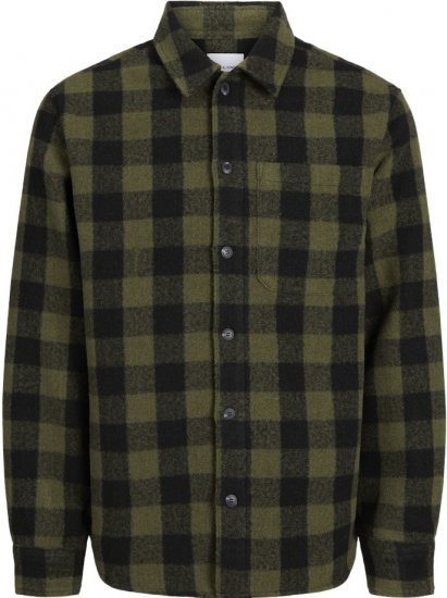 Jack & Jones ZAC Brushed Long Sleeve Overshirt Green - Koszule - Koszule 2XL-10XL