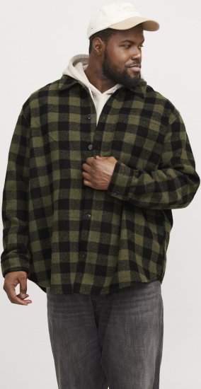Jack & Jones ZAC Brushed Long Sleeve Overshirt Green - Koszule - Koszule 2XL-10XL