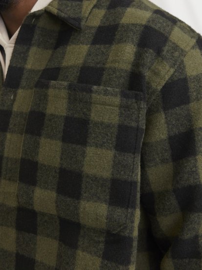 Jack & Jones ZAC Brushed Long Sleeve Overshirt Green - Koszule - Koszule 2XL-10XL