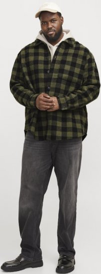 Jack & Jones ZAC Brushed Long Sleeve Overshirt Green - Koszule - Koszule 2XL-10XL