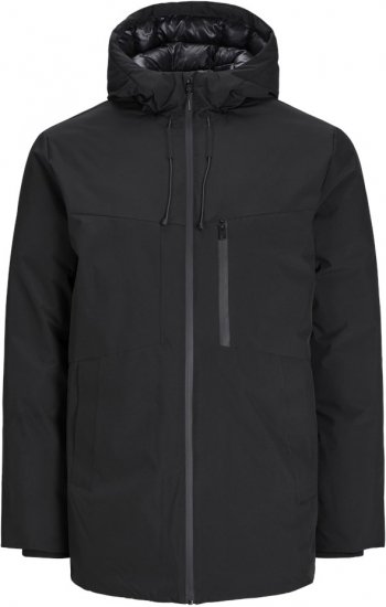 Jack & Jones PAYNE Windproof Parka Black - Kurtki Męskie Duże Rozmiary - Kurtki Duże rozmiary 2XL-8XL