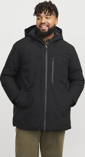 Jack & Jones PAYNE Windproof Parka Black - Kurtki Męskie Duże Rozmiary - Kurtki Duże rozmiary 2XL-8XL