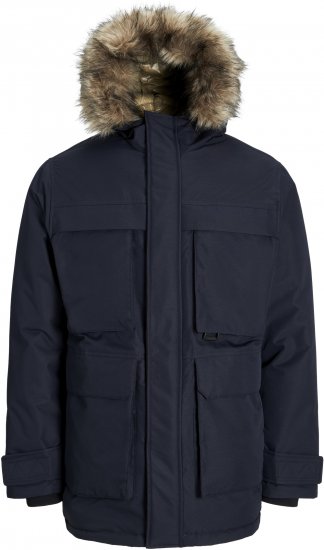 Jack & Jones STAR Parka Dark Navy - Kurtki Męskie Duże Rozmiary - Kurtki Duże rozmiary 2XL-8XL