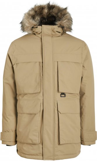 Jack & Jones STAR Parka Beige - Kurtki Męskie Duże Rozmiary - Kurtki Duże rozmiary 2XL-8XL