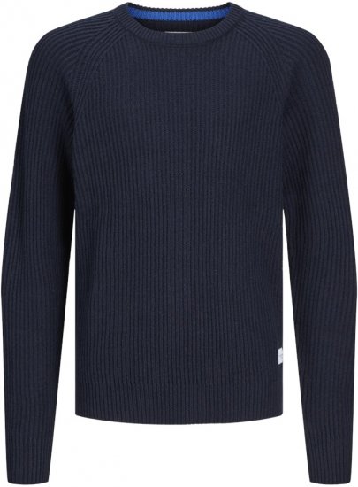 Jack & Jones PANNEL Knitted Sweater Navy Blazer - Bluzy & bluzy z kapturem - Bluzy & Bluzy z kapturem 2XL-12XL