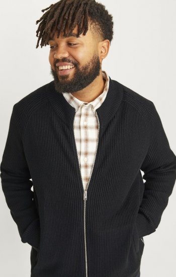 Jack & Jones PANNEL Turtleneck Knitted Sweater with Zipper Black - Bluzy & bluzy z kapturem - Bluzy & Bluzy z kapturem 2XL-12XL