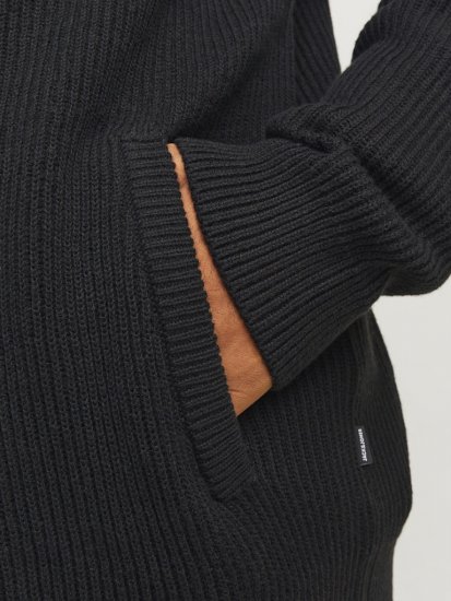 Jack & Jones PANNEL Turtleneck Knitted Sweater with Zipper Black - Bluzy & bluzy z kapturem - Bluzy & Bluzy z kapturem 2XL-12XL