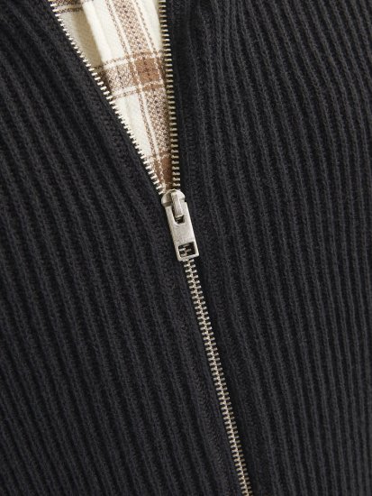 Jack & Jones PANNEL Turtleneck Knitted Sweater with Zipper Black - Bluzy & bluzy z kapturem - Bluzy & Bluzy z kapturem 2XL-12XL