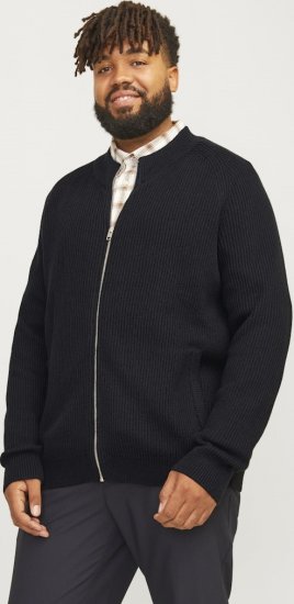 Jack & Jones PANNEL Turtleneck Knitted Sweater with Zipper Black - Bluzy & bluzy z kapturem - Bluzy & Bluzy z kapturem 2XL-12XL