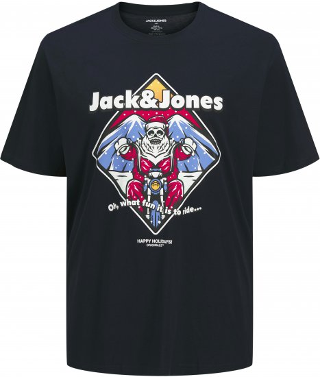 Jack & Jones XMAS Christmas Skull T-Shirt Navy - Koszulki - T-shirty meskie Duże Rozmiary - 2XL-14XL