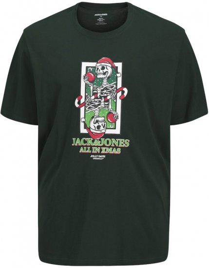 Jack & Jones XMAS Christmas Skull T-Shirt Dark Slate Grey - Koszulki - T-shirty meskie Duże Rozmiary - 2XL-14XL