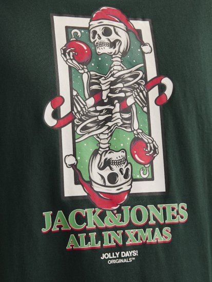 Jack & Jones XMAS Christmas Skull T-Shirt Dark Slate Grey - Koszulki - T-shirty meskie Duże Rozmiary - 2XL-14XL