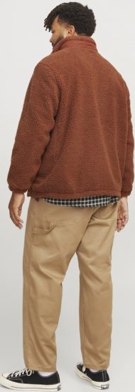 Jack & Jones ESTERBRO High Collar Teddy Jacket Brandy Brown - Kurtki Męskie Duże Rozmiary - Kurtki Duże rozmiary 2XL-8XL