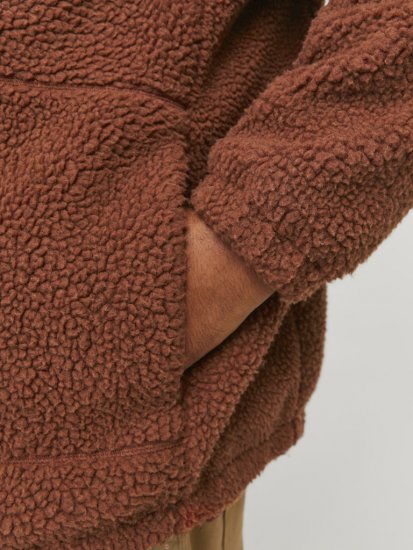 Jack & Jones ESTERBRO High Collar Teddy Jacket Brandy Brown - Kurtki Męskie Duże Rozmiary - Kurtki Duże rozmiary 2XL-8XL