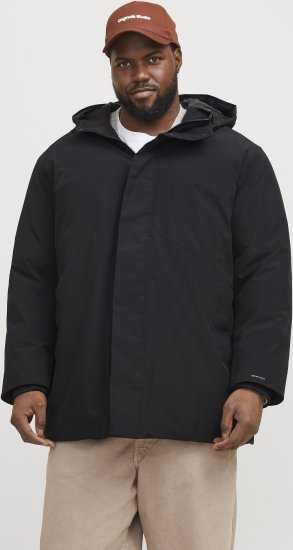 Jack & Jones KEEN Windproof Parka Black - Kurtki Męskie Duże Rozmiary - Kurtki Duże rozmiary 2XL-8XL