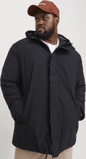 Jack & Jones KEEN Windproof Parka Black - Kurtki Męskie Duże Rozmiary - Kurtki Duże rozmiary 2XL-8XL