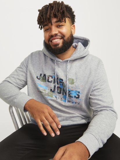 Jack & Jones JCOOUTDOOR Hoodie Light Grey - Bluzy & bluzy z kapturem - Bluzy & Bluzy z kapturem 2XL-12XL