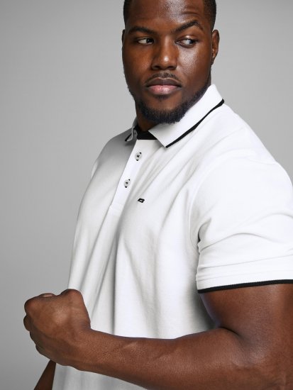 Jack & Jones PAULOS Short Sleeve Polo White/PS - Koszulki polo - Koszulki Polo 2XL-8XL