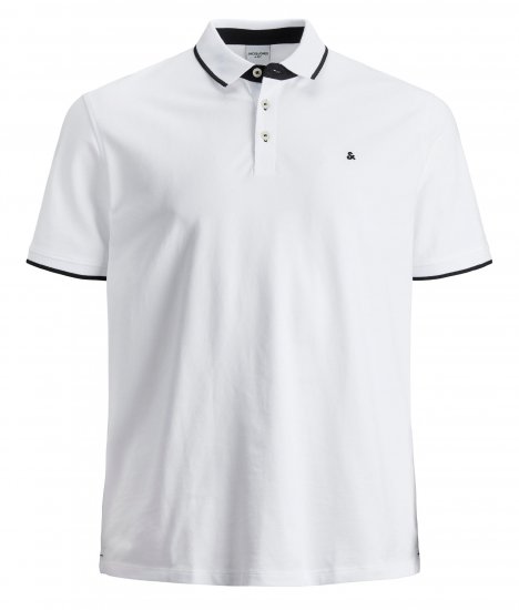 Jack & Jones PAULOS Short Sleeve Polo White/PS - Koszulki polo - Koszulki Polo 2XL-8XL