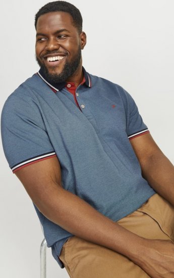 Jack & Jones PAULOS Short Sleeve Polo Denim Blue/PS - Koszulki polo - Koszulki Polo 2XL-8XL
