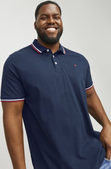 Jack & Jones PAULOS Short Sleeve Polo Navy Blazer - Koszulki polo - Koszulki Polo 2XL-8XL