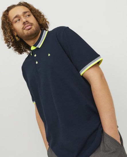 Jack & Jones PAULOS Short Sleeve Polo Dark Navy/NEON - Koszulki polo - Koszulki Polo 2XL-8XL