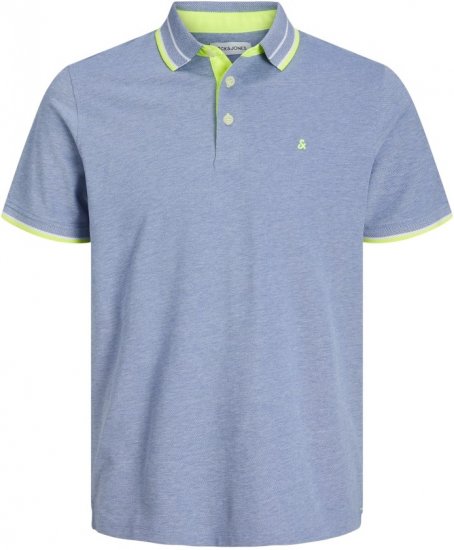 Jack & Jones PAULOS Short Sleeve Polo Light Blue/NEON - Koszulki polo - Koszulki Polo 2XL-8XL